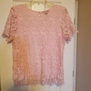 Peachy Pink Short Sleeve Lace blouse